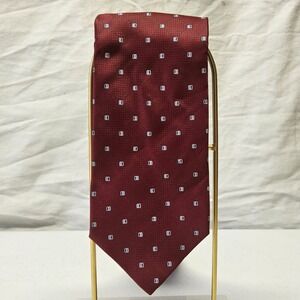Frangi Silk Necktie Mens Burgundy Red Geometric Square Made in Italy